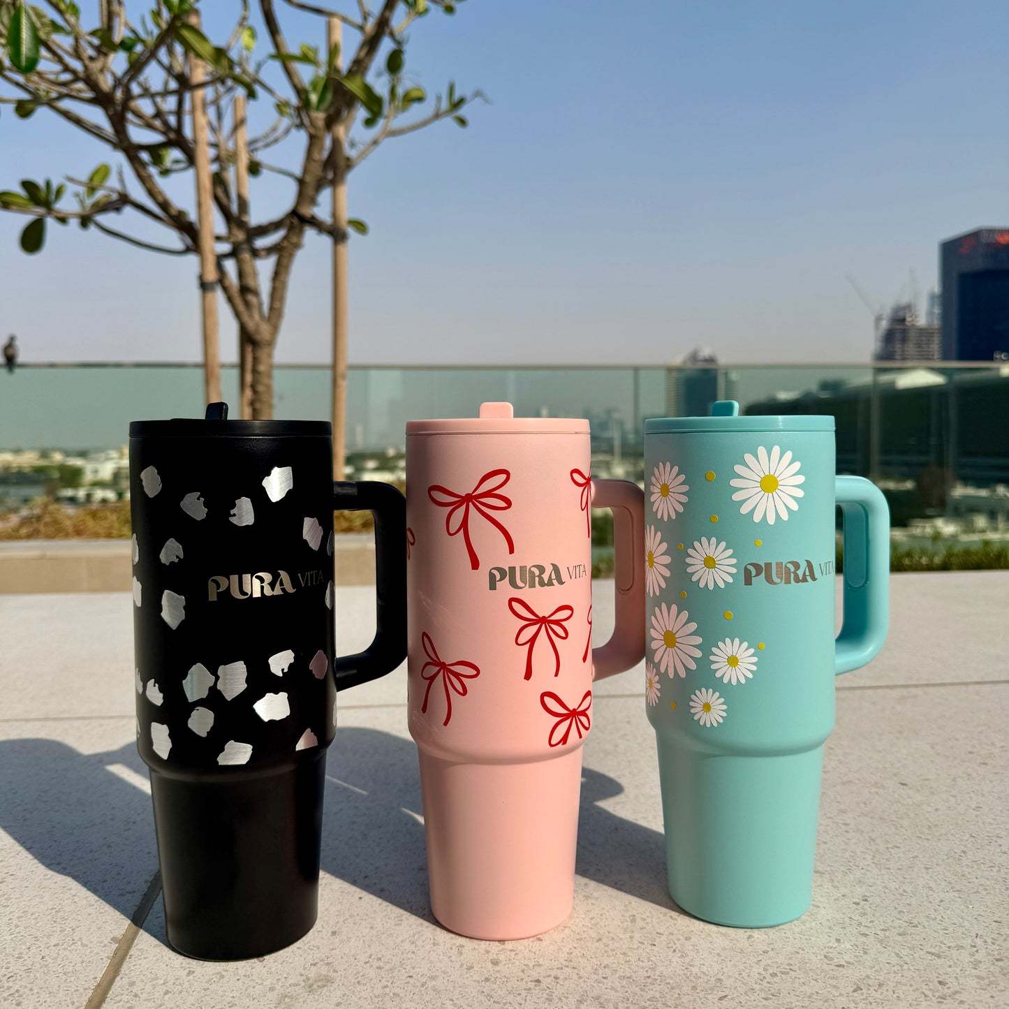 Grown-Up Sips - 30 oz Stainless Steel Insulated Tumbler - Custom Flower Pattern