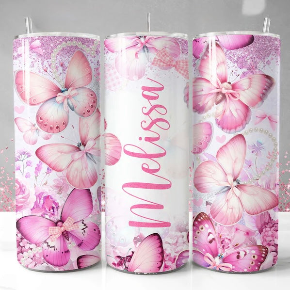 Custom Name - Butterfly Tumbler