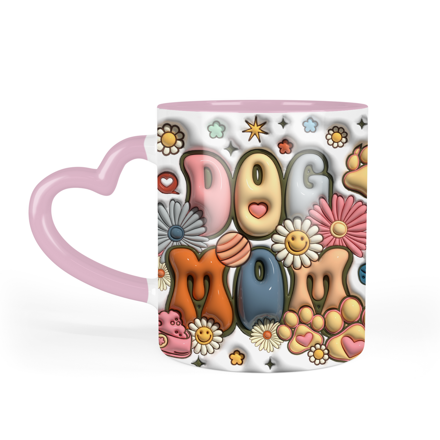 Colorful Dog Mom Custom Printed Heart Mug