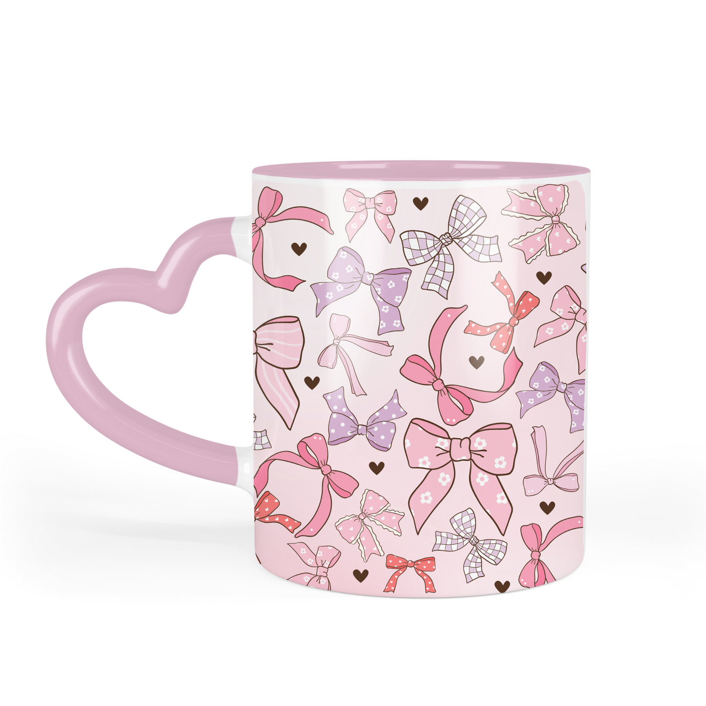 Pink Bows Custom Printed Heart Mug
