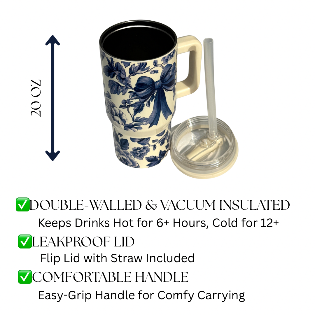 Classic Blue Bow Tumbler – 20 oz