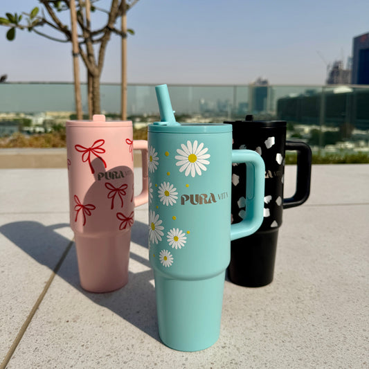 Grown-Up Sips - 30 oz Stainless Steel Insulated Tumbler - Custom Flower Pattern