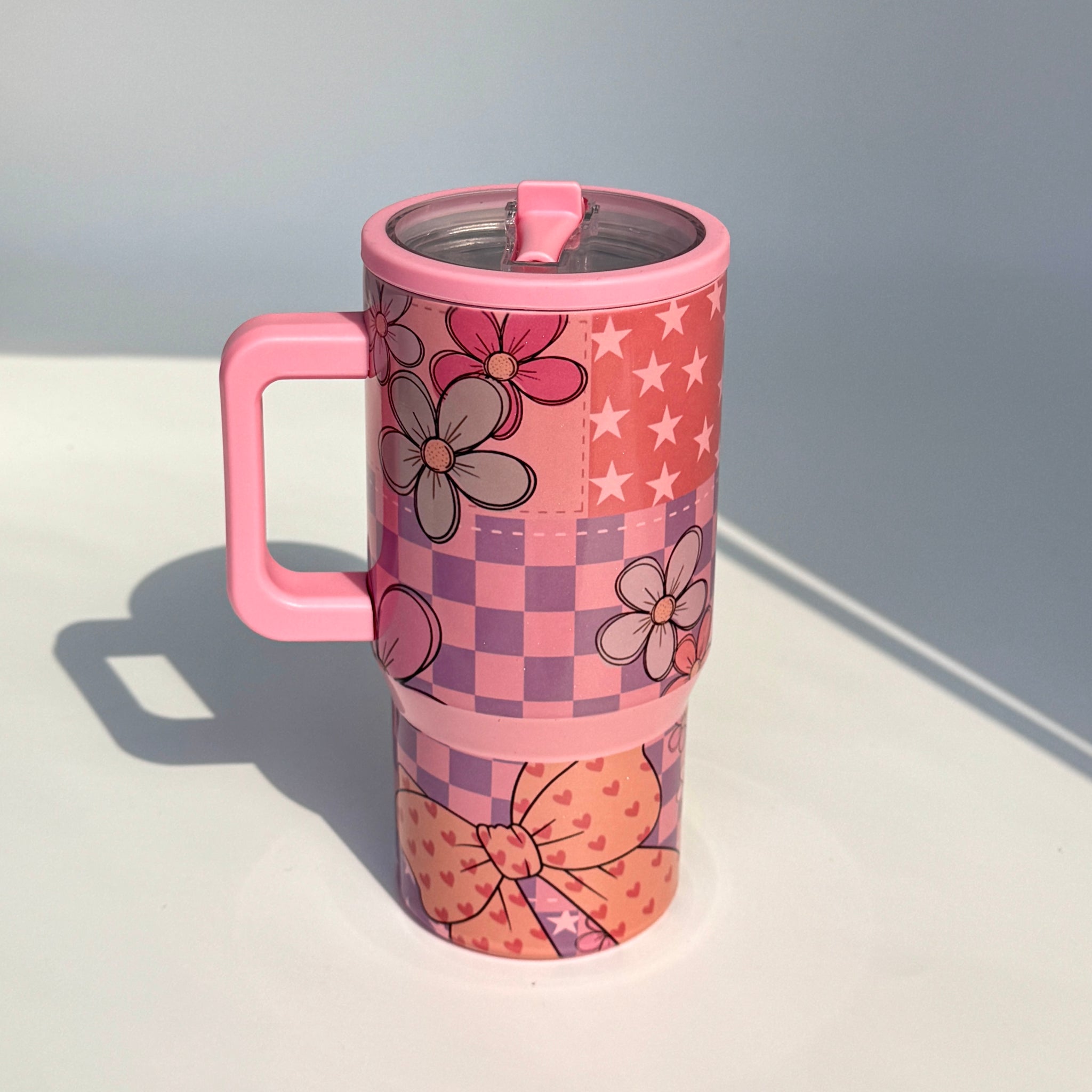 Pink Patchwork Dream Tumbler – 20 oz