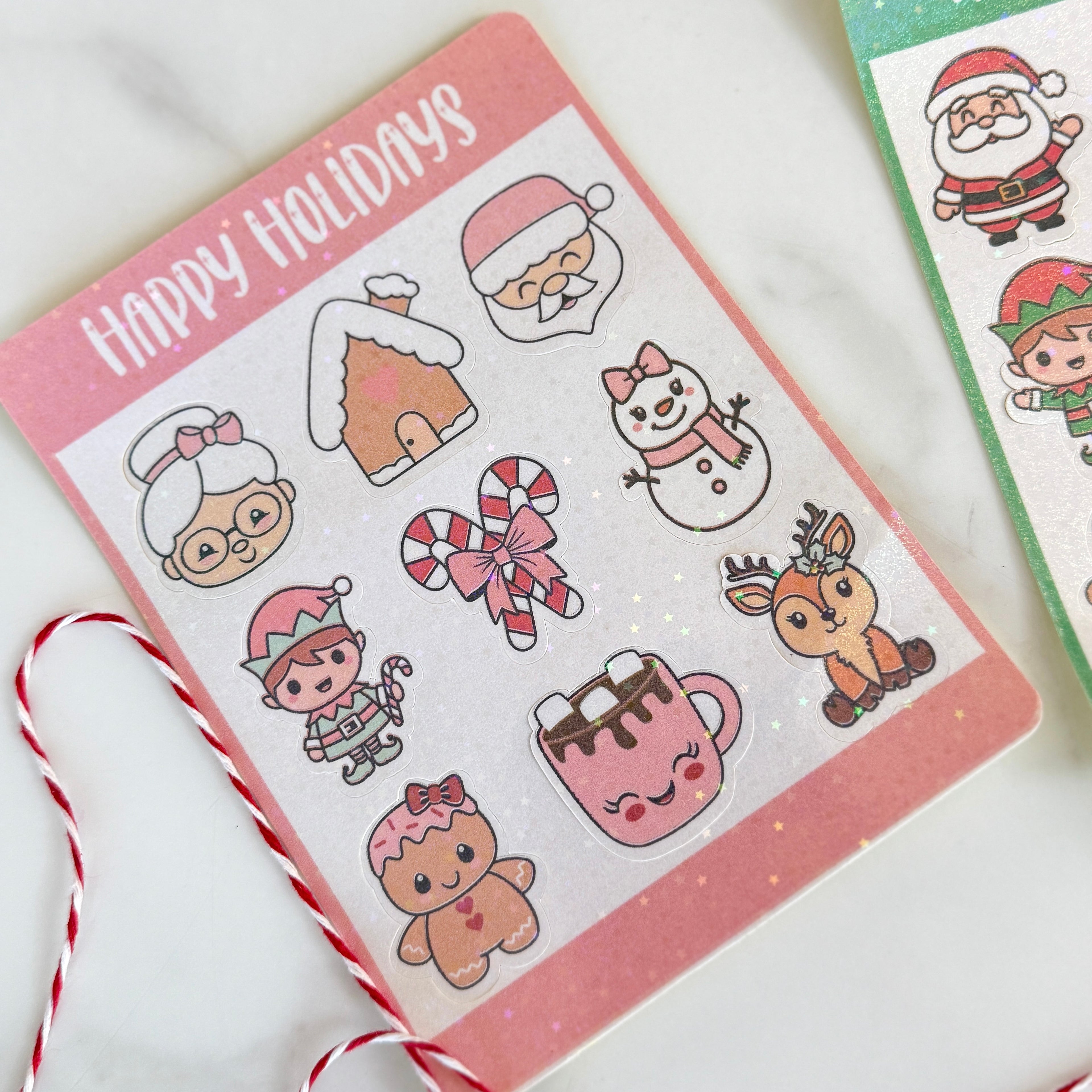 Happy Holidays Sticker Sheet – Pink or Green