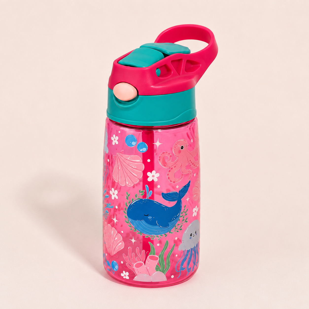 Personalized - Pink Sealife Water Bottle 16oz