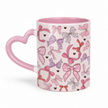 Pink Bows Custom Printed Heart Mug