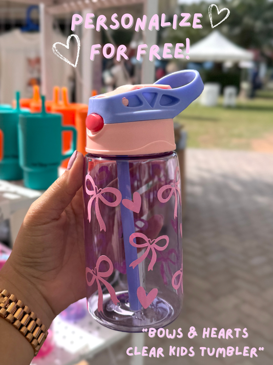 Personalized - Hearts & Bows Water Bottle 16 oz
