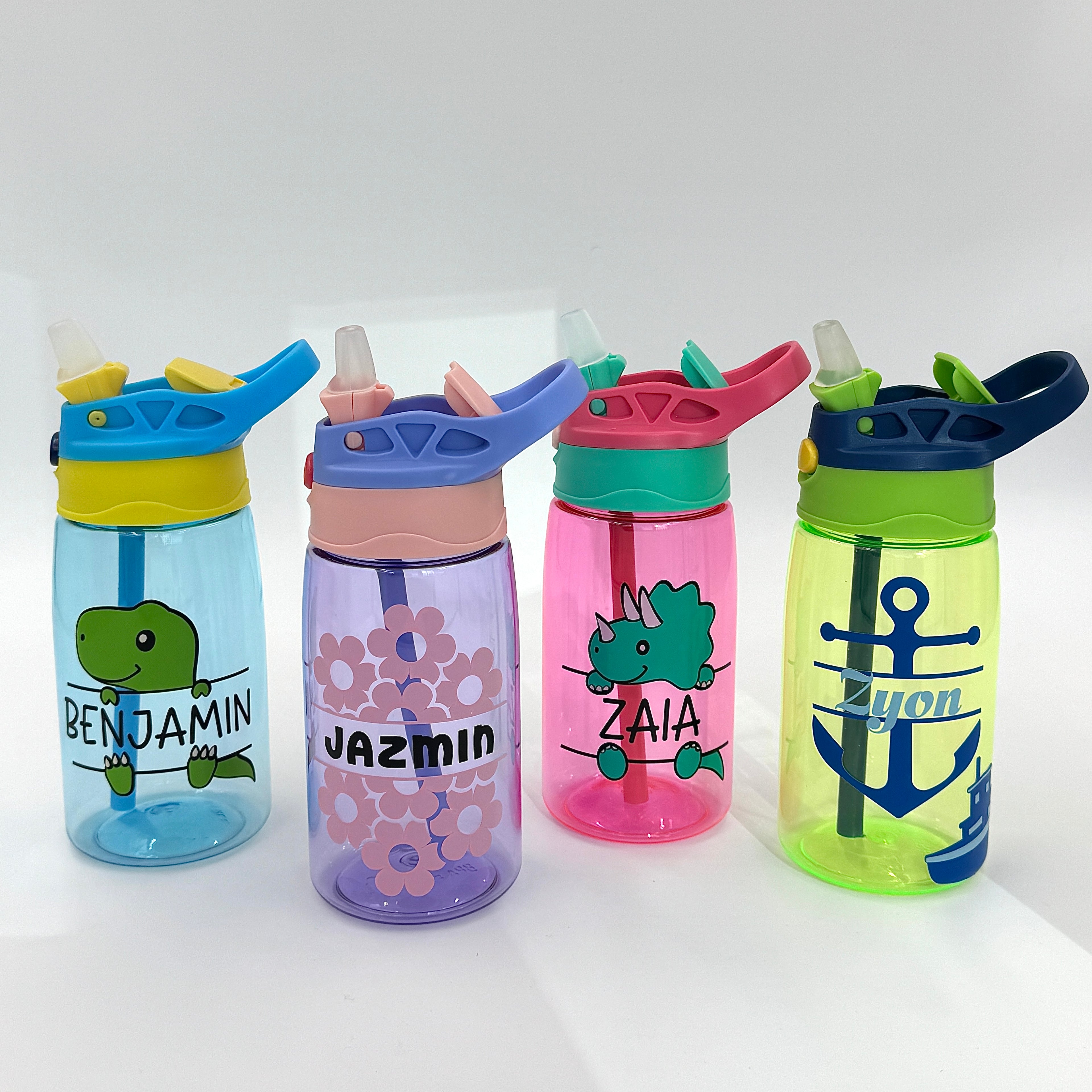 Personalized - Pink Dino Water Bottle 16oz
