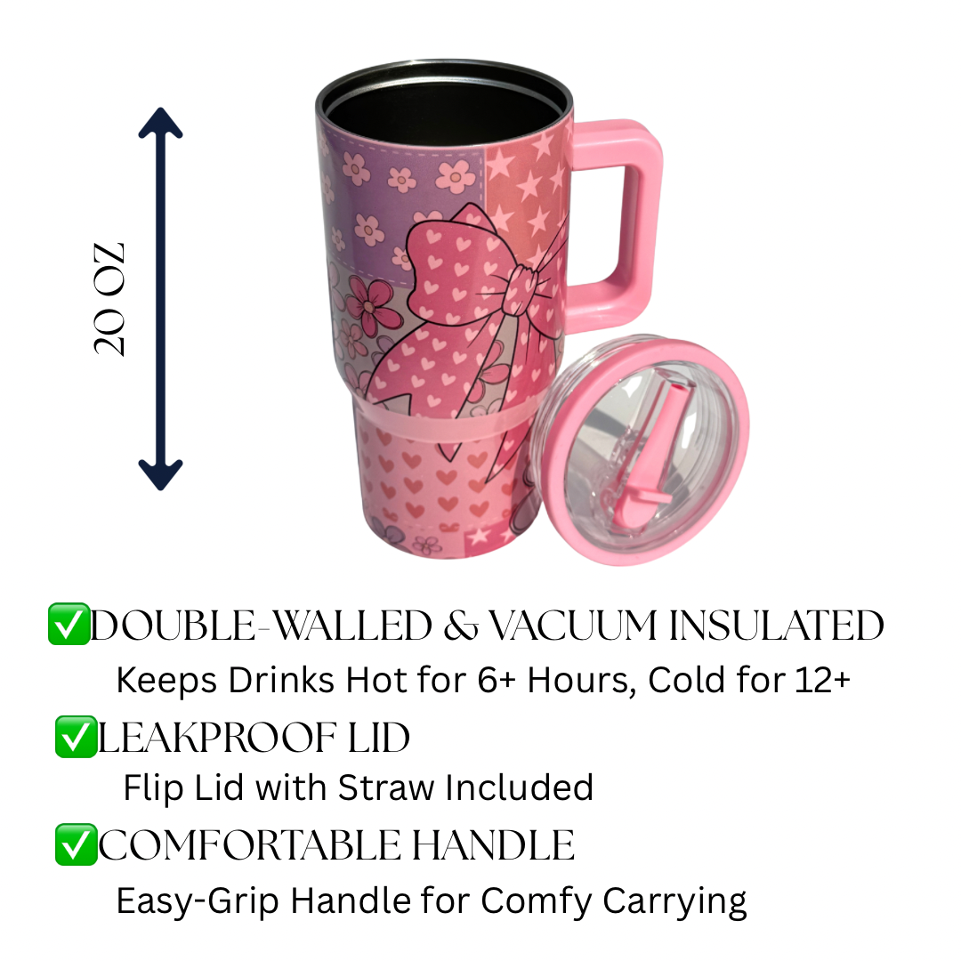 Pink Patchwork Dream Tumbler – 20 oz