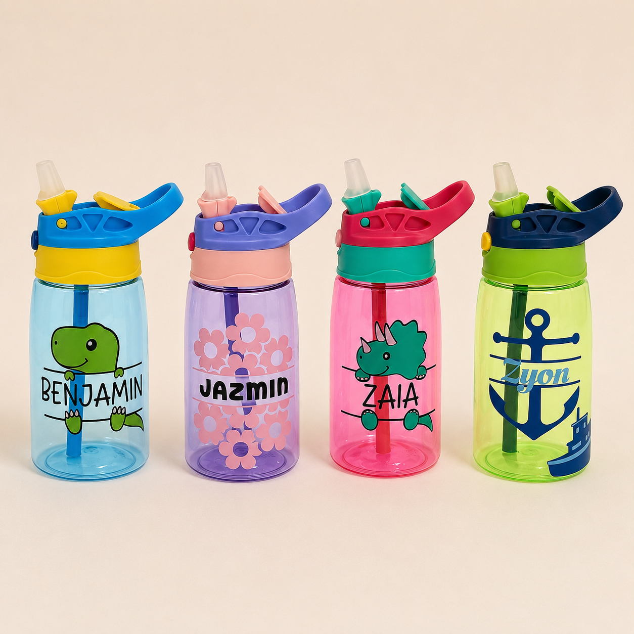 Personalized - Blue Dino Water Bottle 16oz