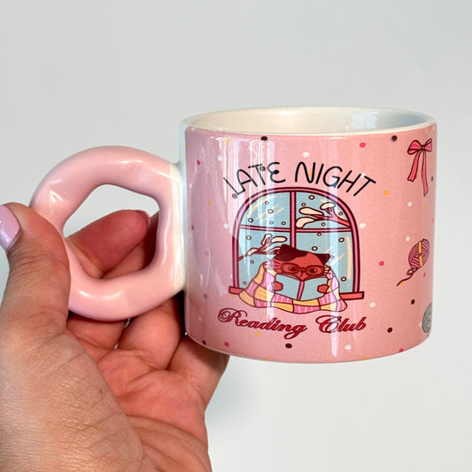 Late Night Reading Club | Printed Cute Handle Mug