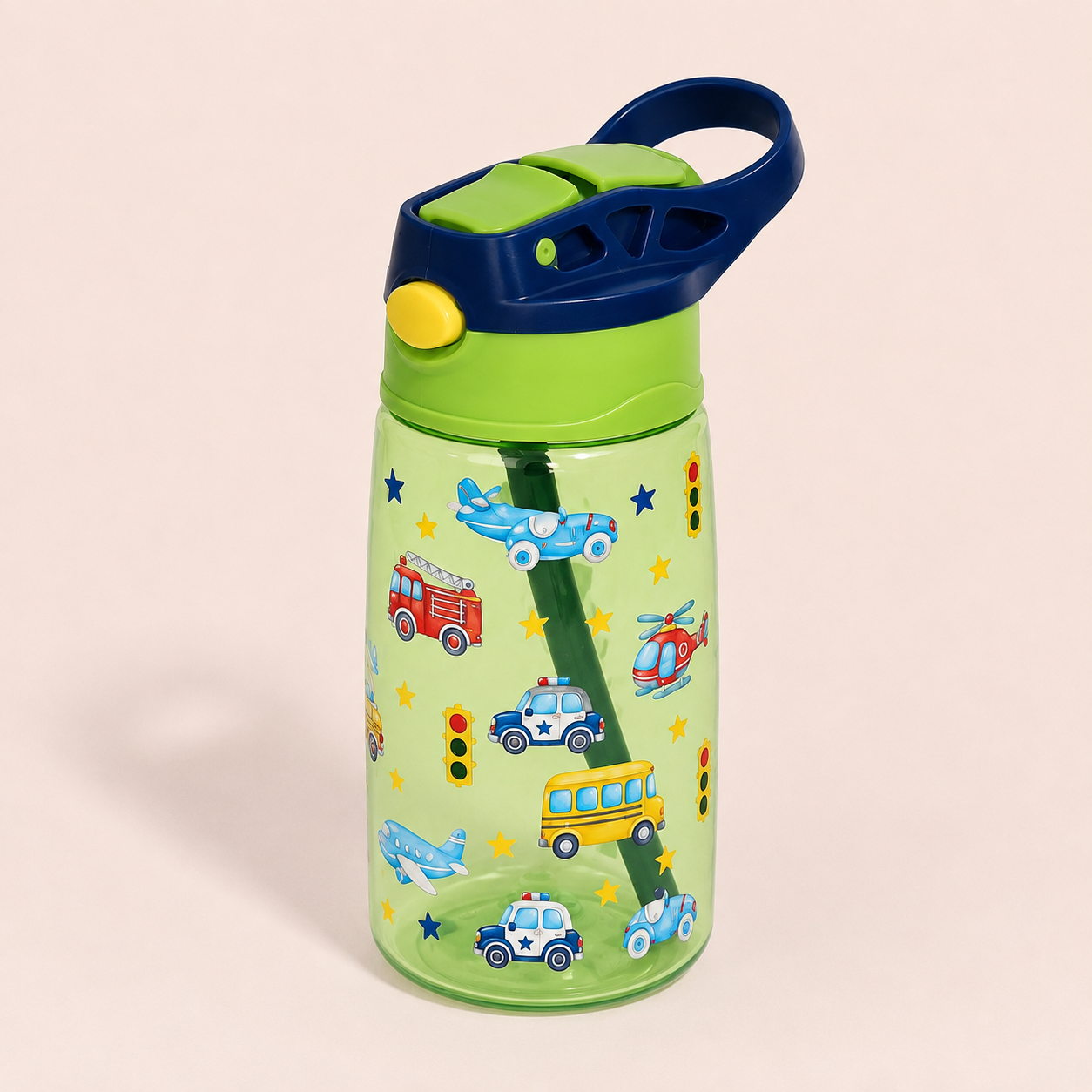 Personalized - Green Vehicles Water Bottle 16oz