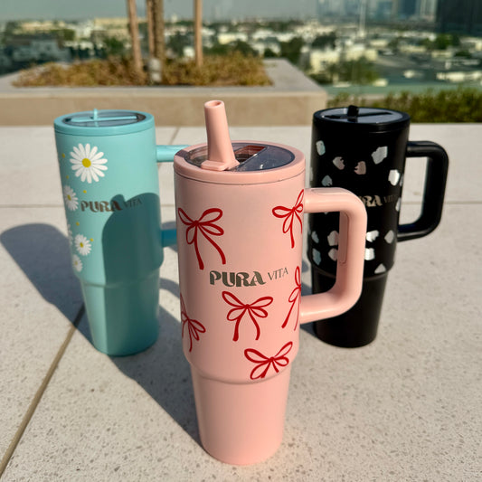 Grown-Up Sips - 30 oz Stainless Steel Insulated Tumbler - Custom Bow-Tie Pattern