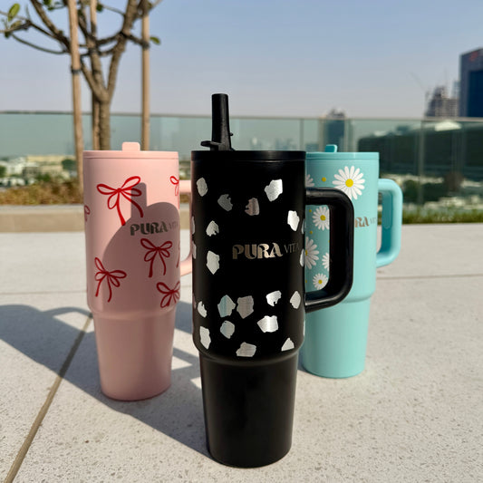 Grown-Up Sips - 30 oz Stainless Steel Insulated Tumbler - Custom Cheetah Pattern