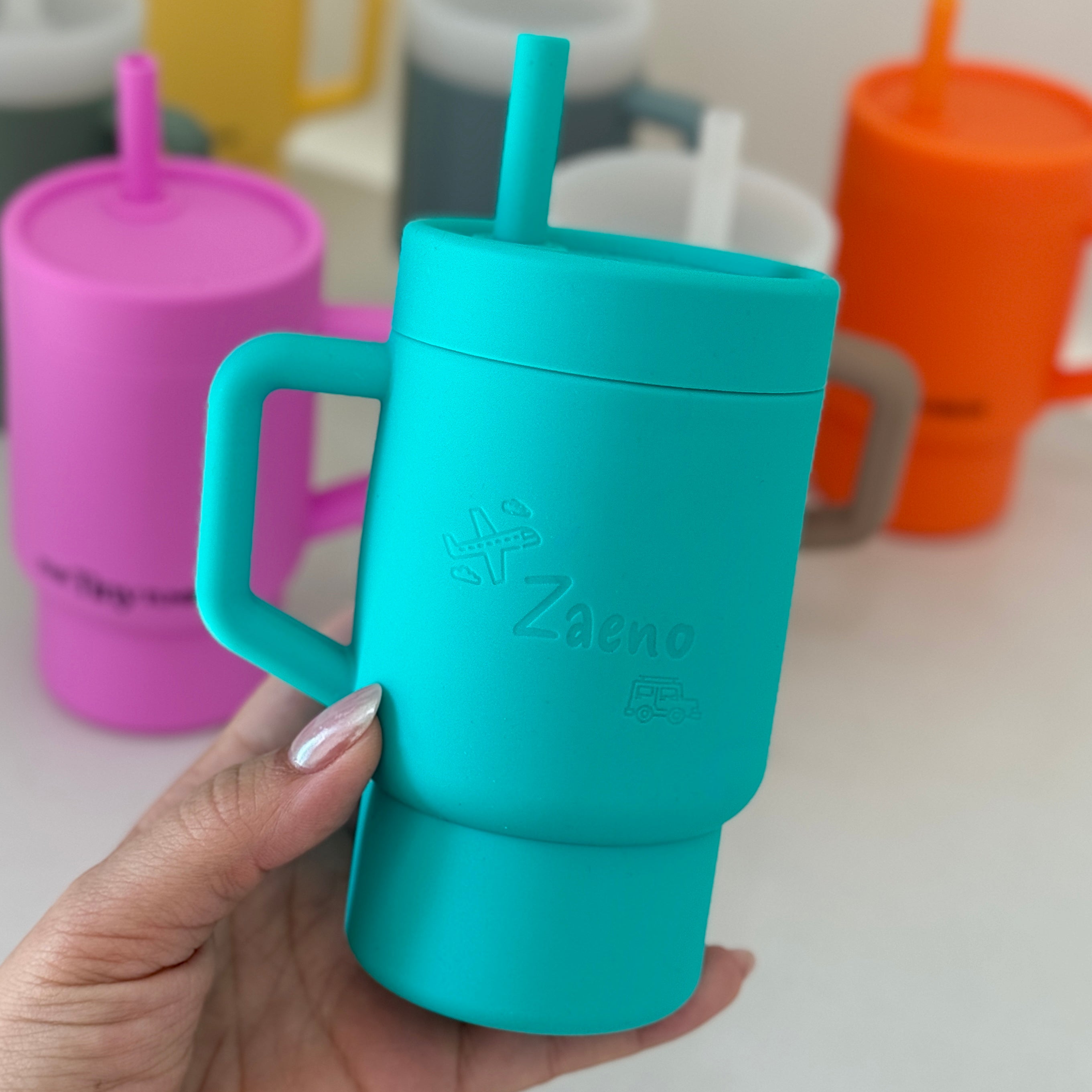 The Tiny Tumbler - Silicone Edition 9oz - Green Cars