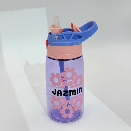 Personalized - Purple Floral Water Bottle 16oz