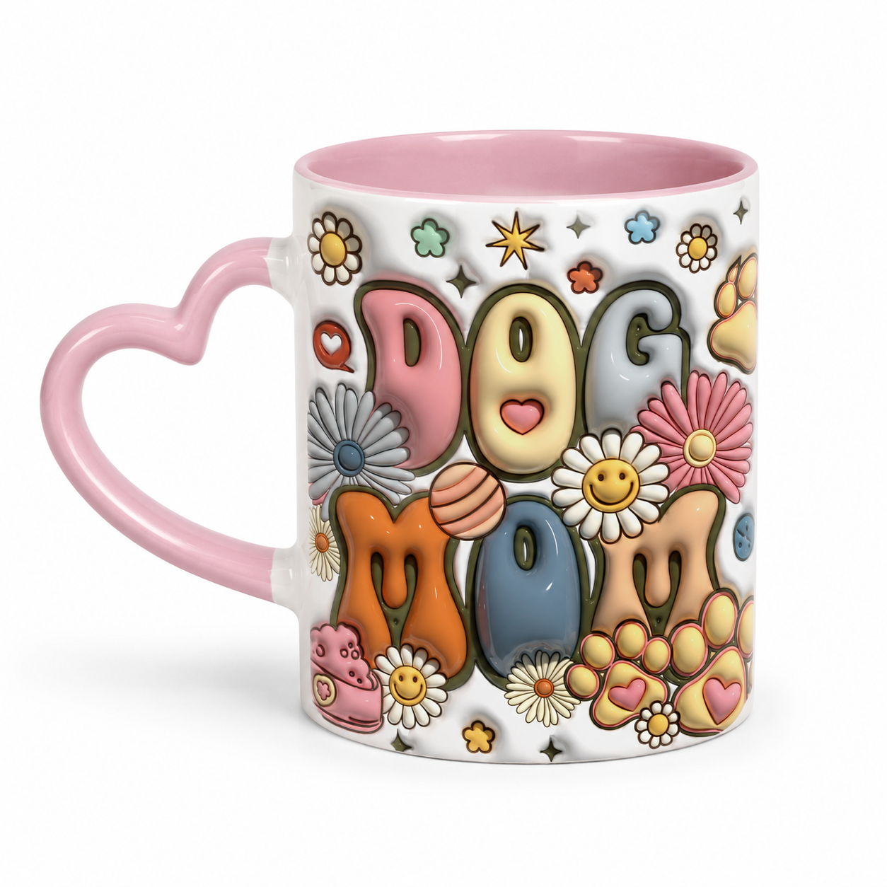 Colorful Dog Mom Custom Printed Heart Mug