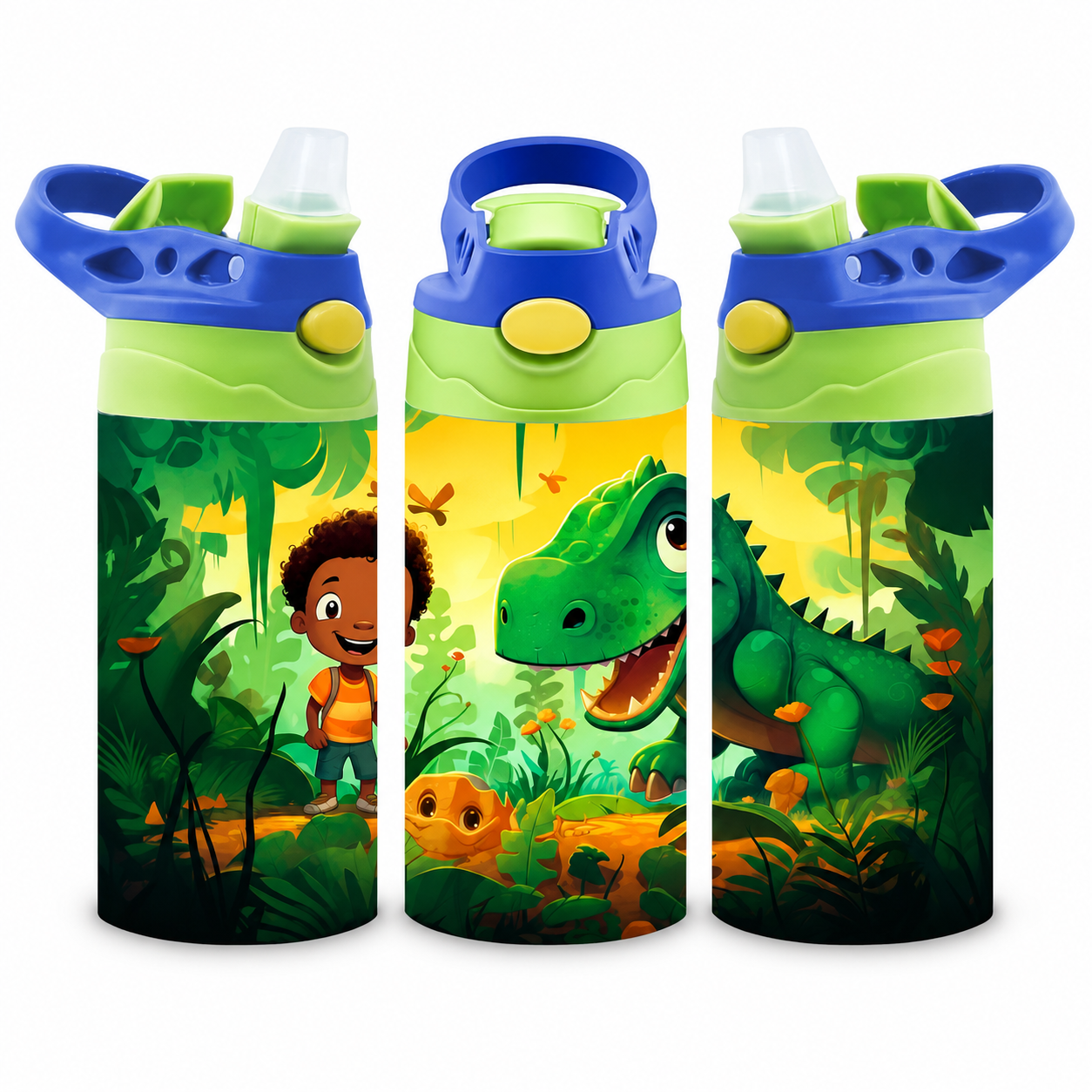 Personalized Green Dinosaur Tumbler - 12 oz