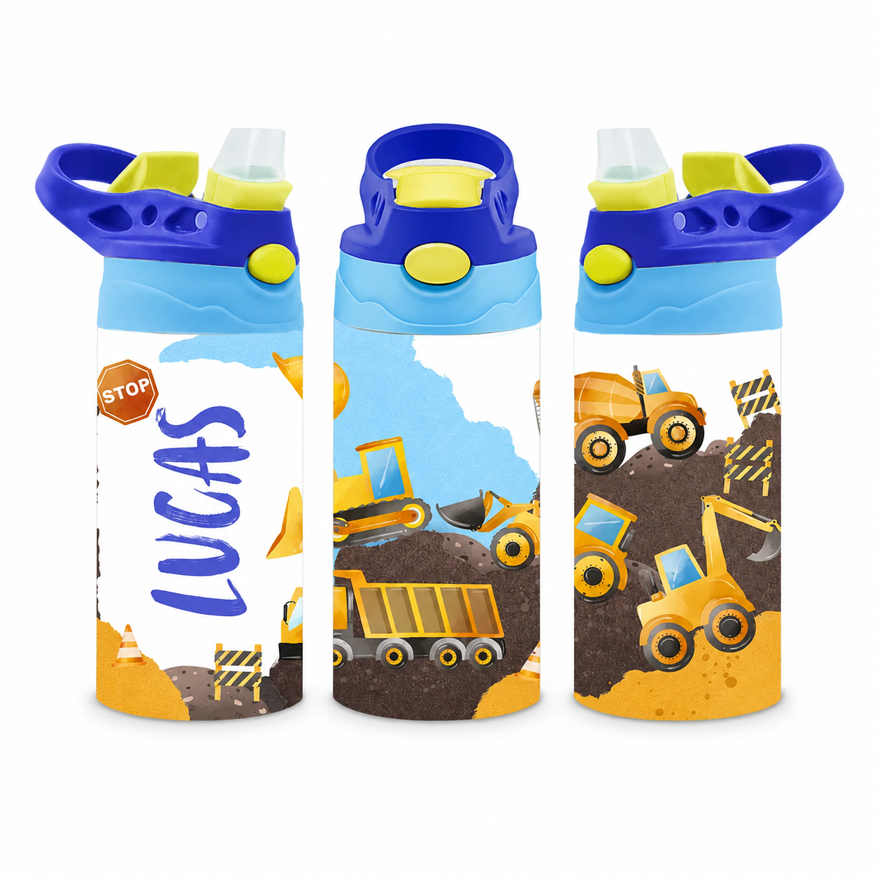 Personalized Construction Trucks Tumbler - 12oz