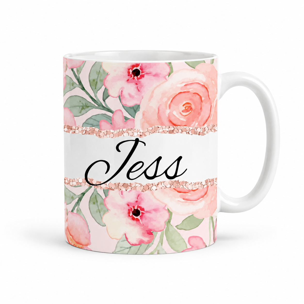 Custom Name Floral Printed Mug