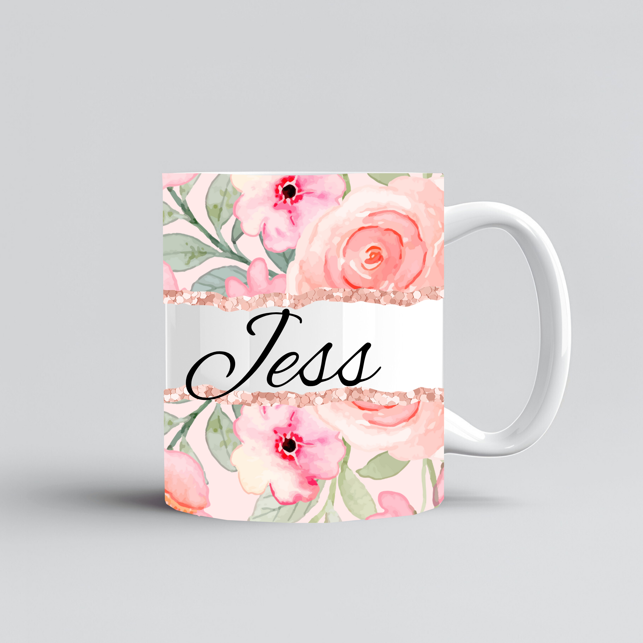 Custom Name Floral Printed Mug