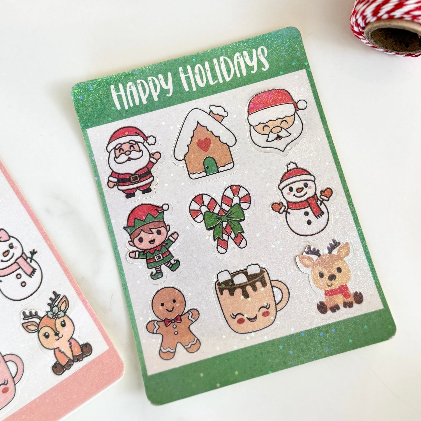Happy Holidays Sticker Sheet – Pink or Green