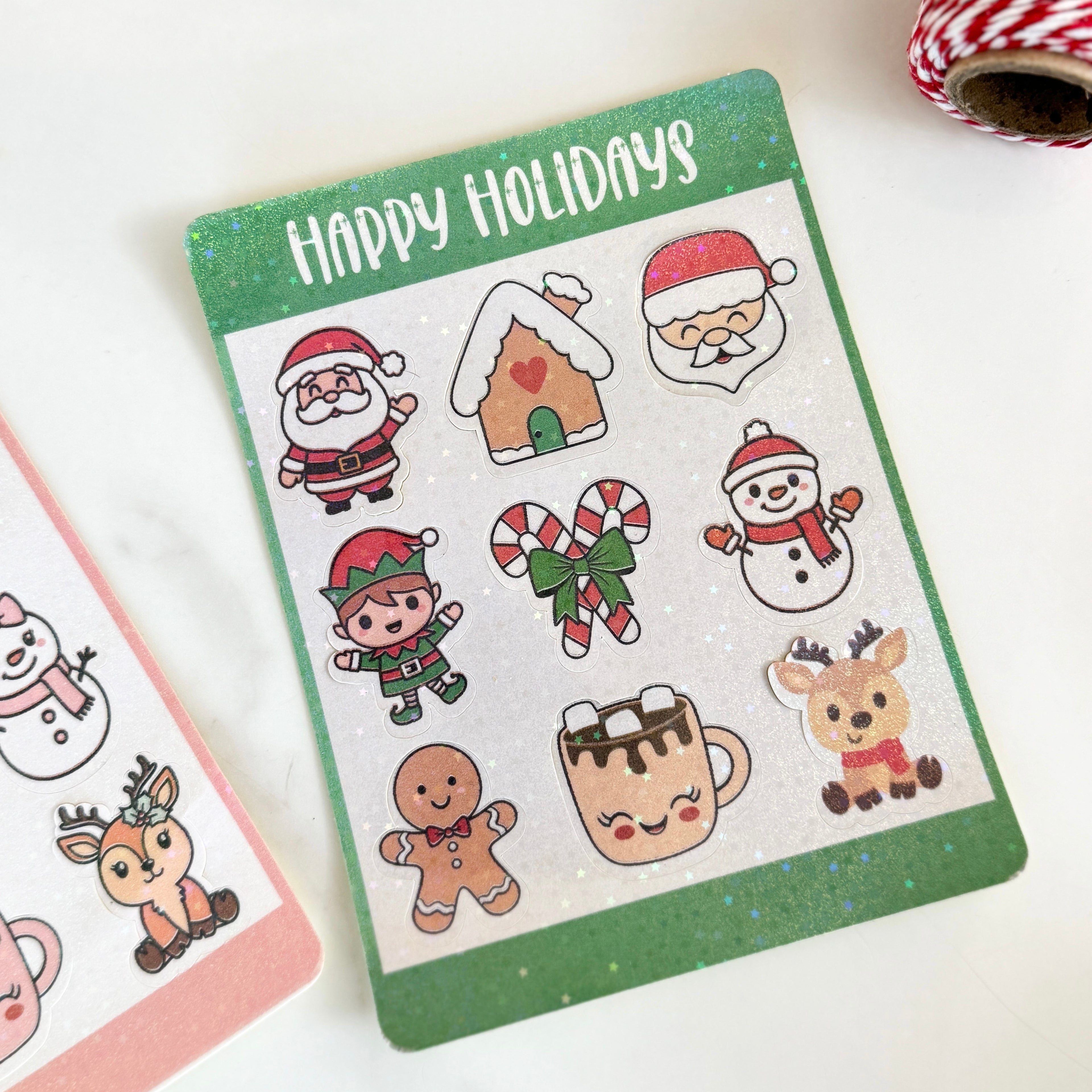 Happy Holidays Sticker Sheet – Pink or Green