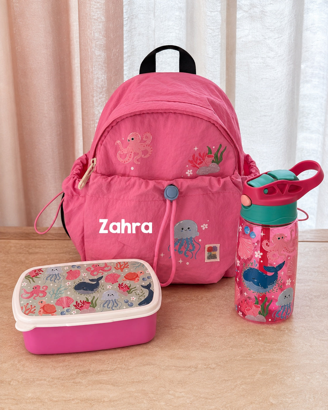 Pink Sealife Backpack Set