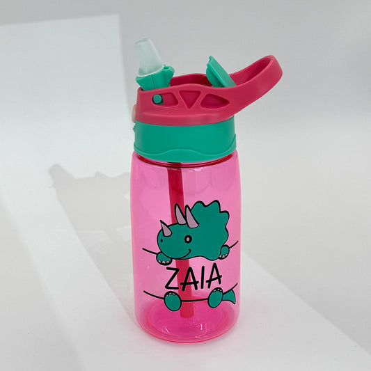 Personalized - Pink Dino Water Bottle 16oz