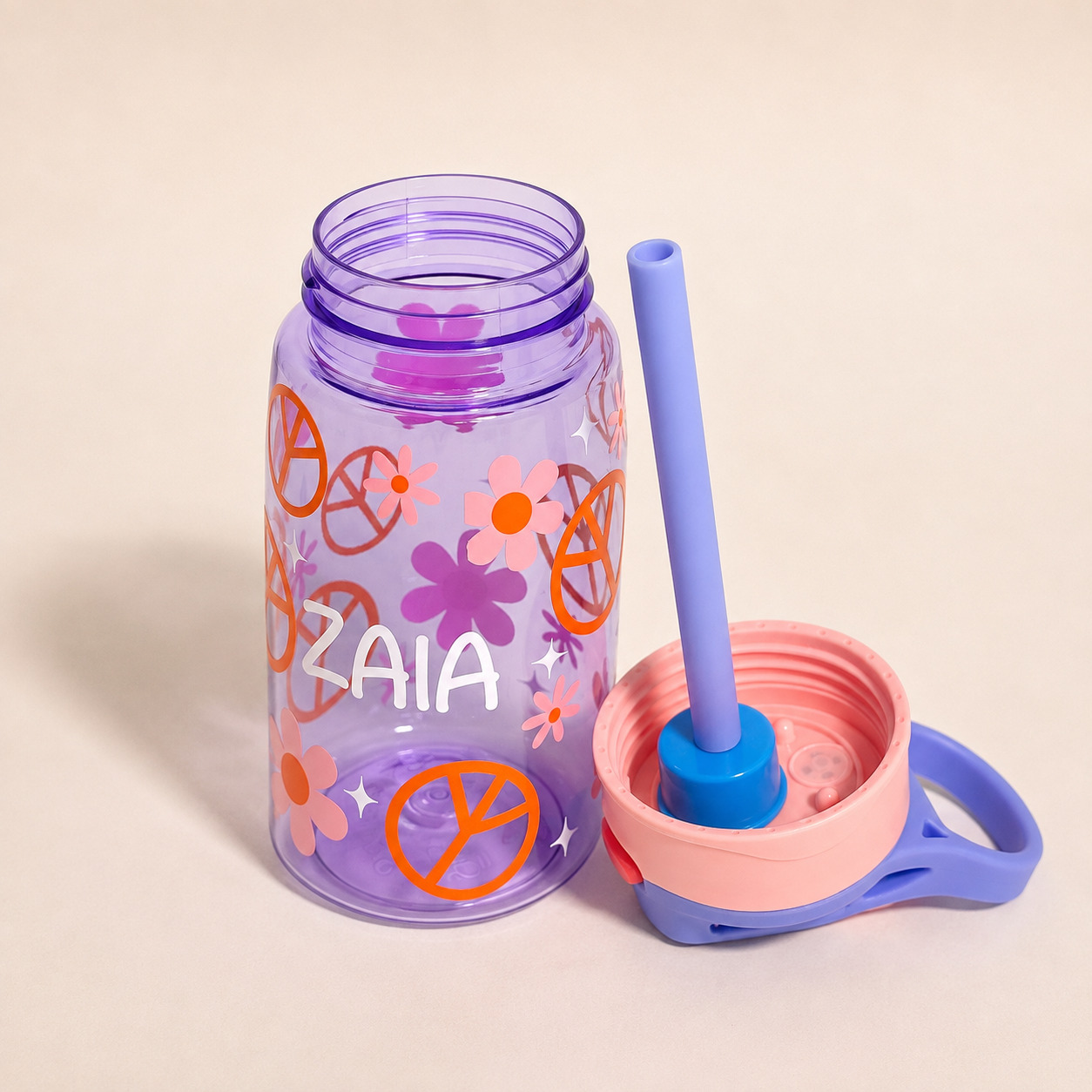 Personalized - Flowers Water Bottle 16 oz