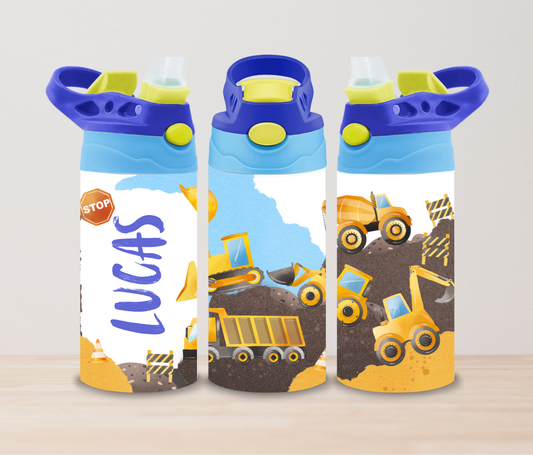 Custom Name - Construction Trucks Tumbler 12oz