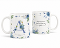 Custom Name + Text Floral Printed Mug