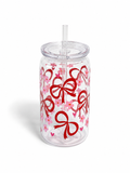 Clear Bows & Flowers Plastic Cup with Lid + Straw