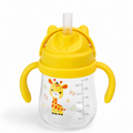 Leakproof Personalized Kids Straw Cup with Handles – Yellow Giraffe