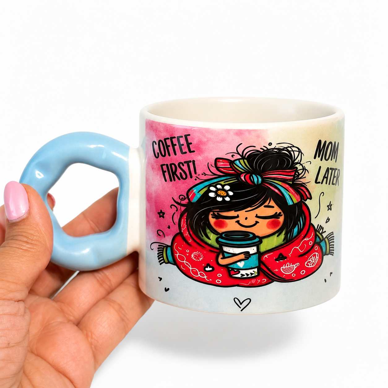 Coffee First | Printed Cute Handle Mug
