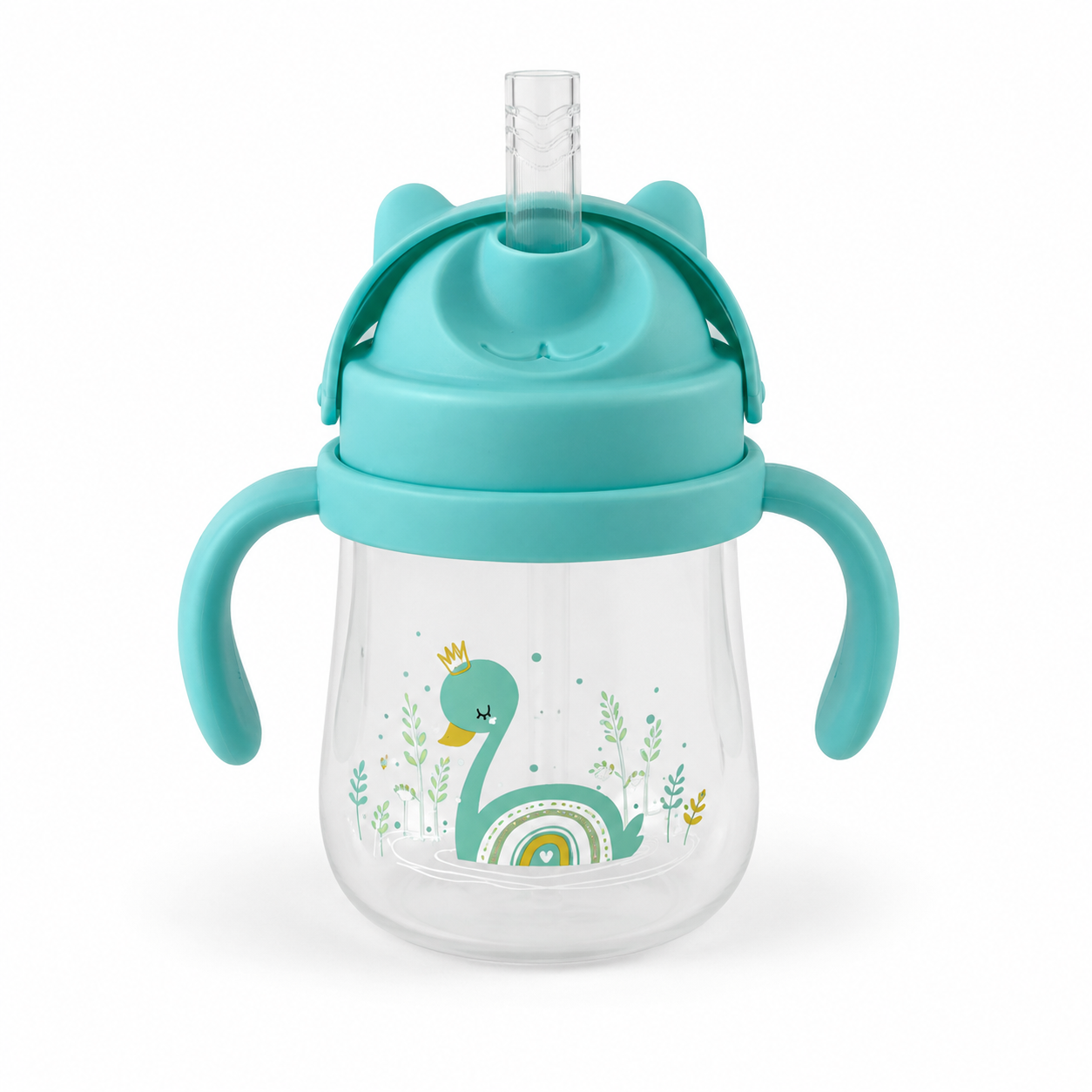Leakproof Personalized Kids Straw Cup with Handles – Mint Swan