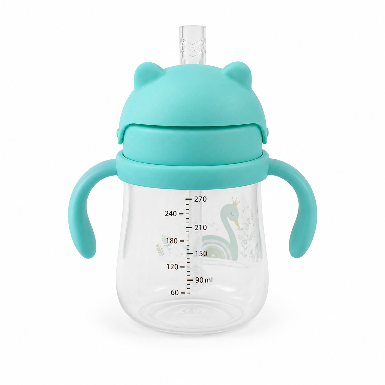 Leakproof Personalized Kids Straw Cup with Handles – Mint Swan