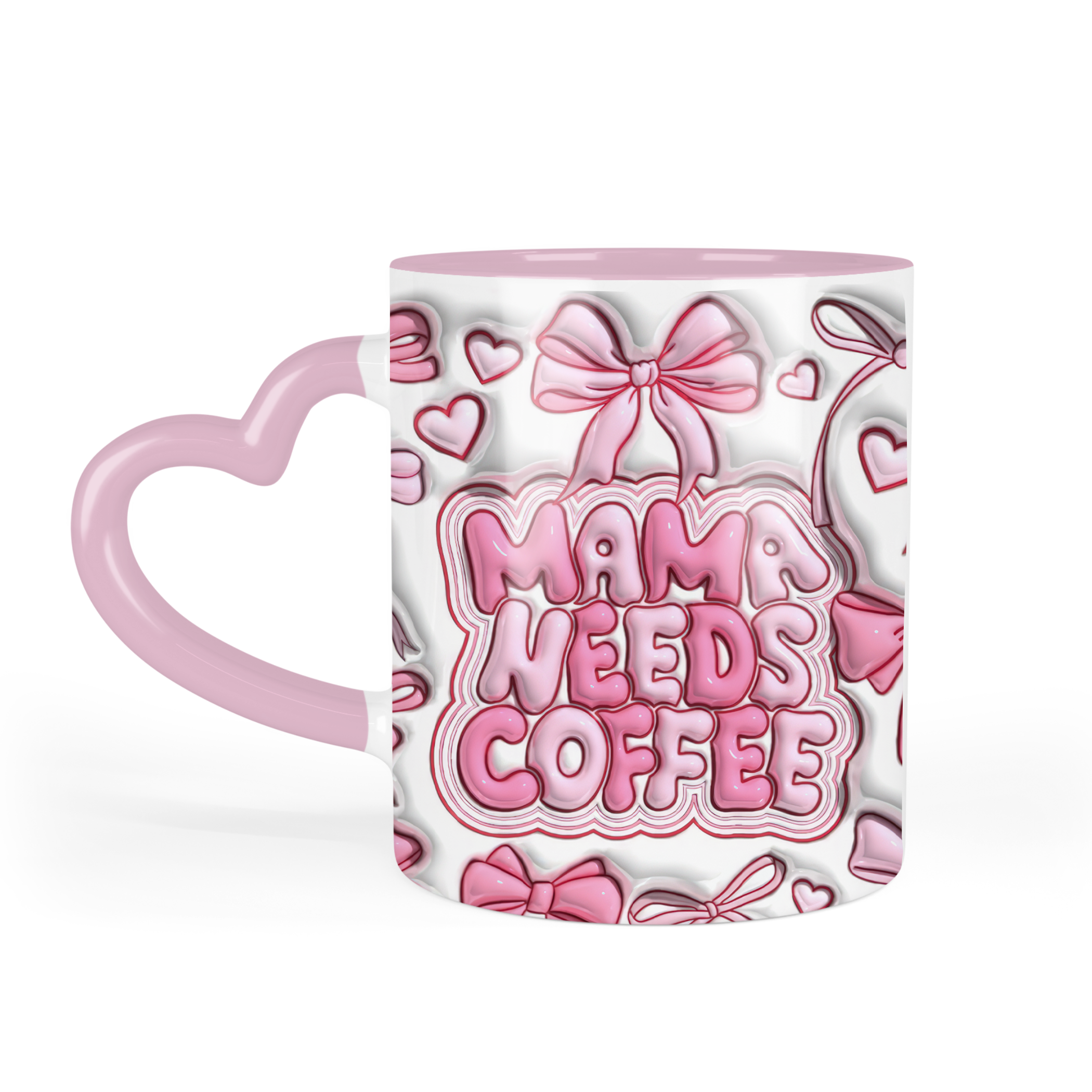 Mama Needs Coffee Custom Printed Heart Mug