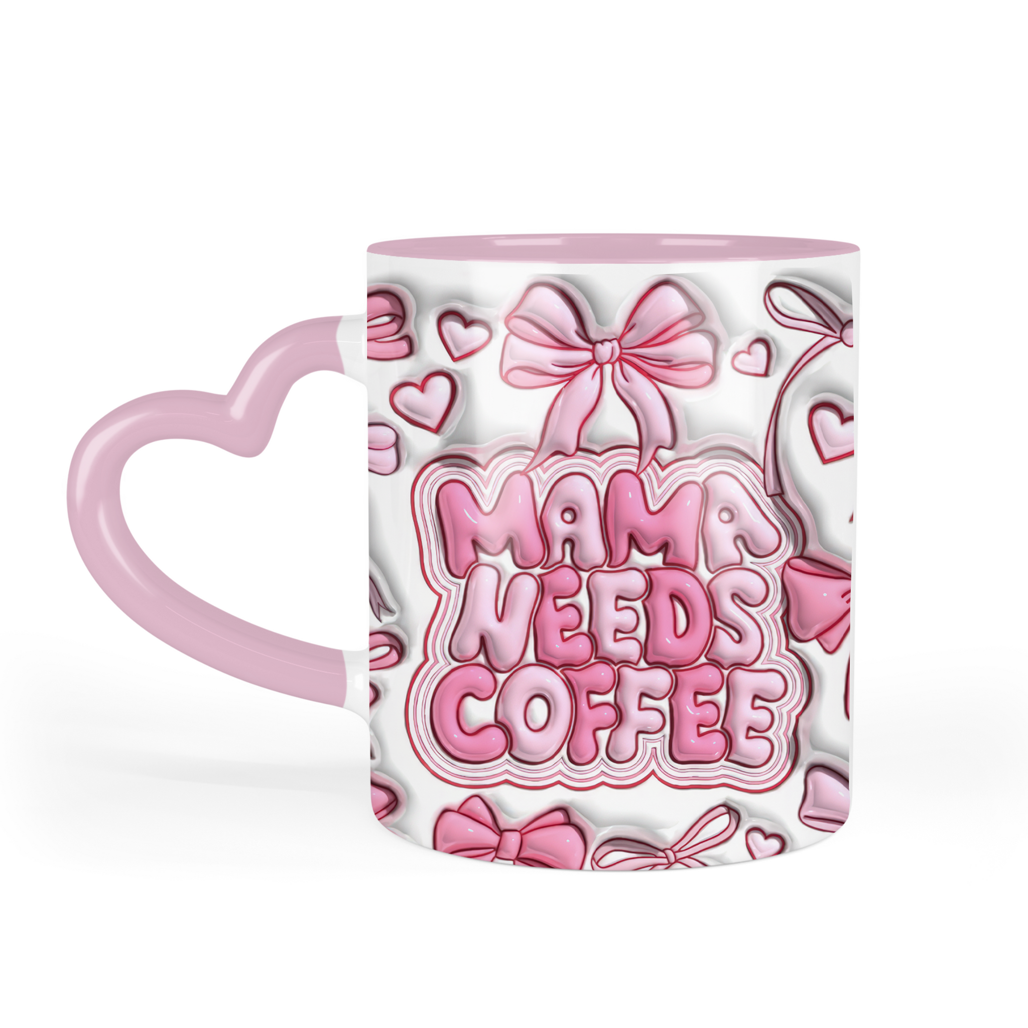 Mama Needs Coffee Custom Printed Heart Mug