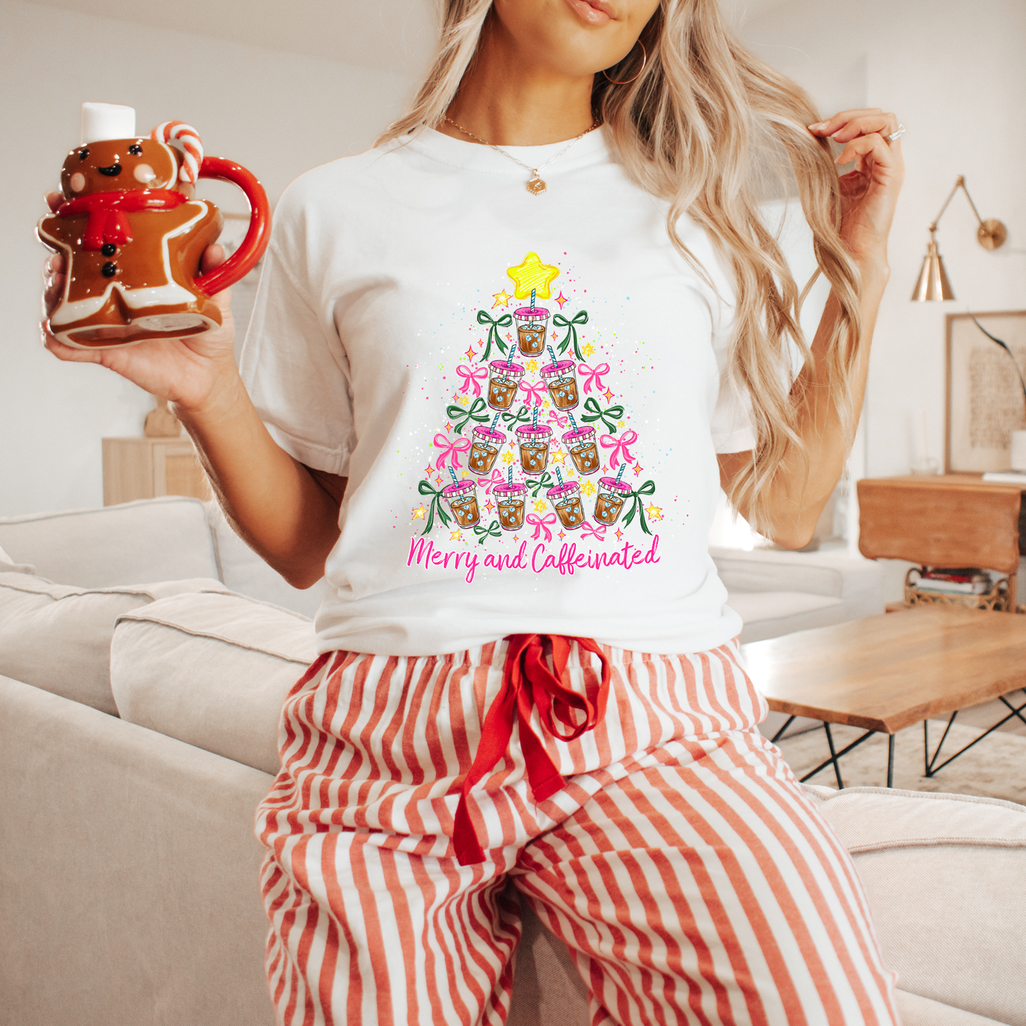 Merry & Caffeinated Christmas Tee - Women’s