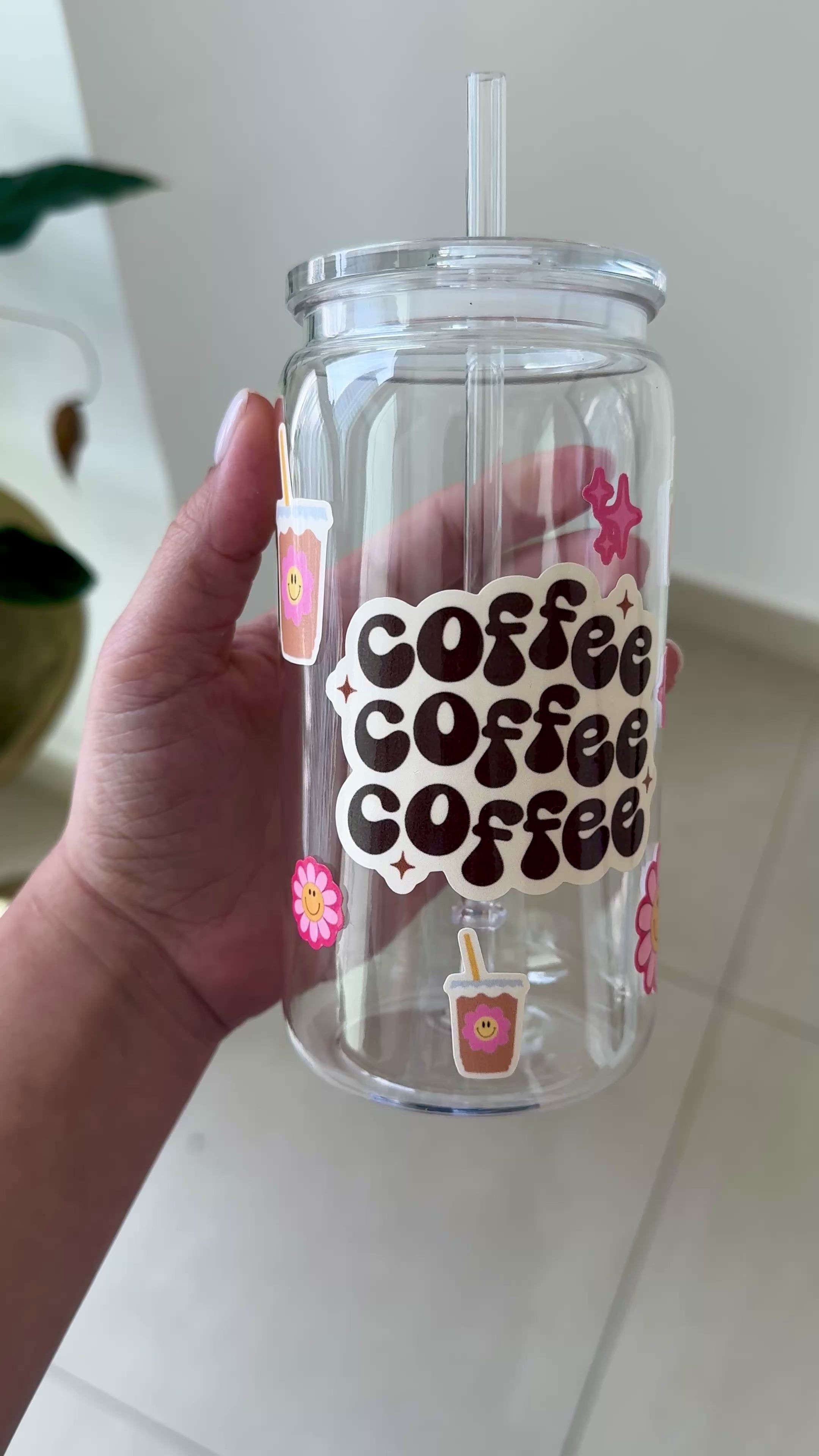 Coffee Lover Cup with Lid & Straw